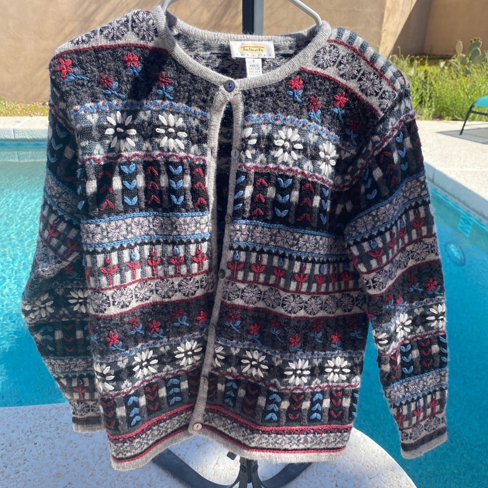 Vintage Talbots Petites Button Up Sweater